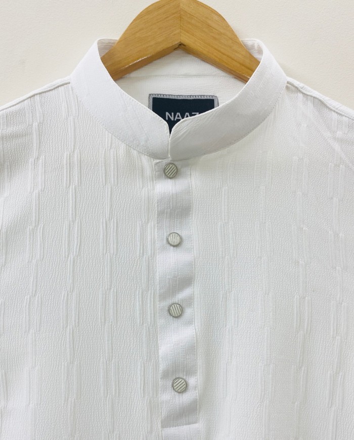 White Geo Pattern Panjabi - 305