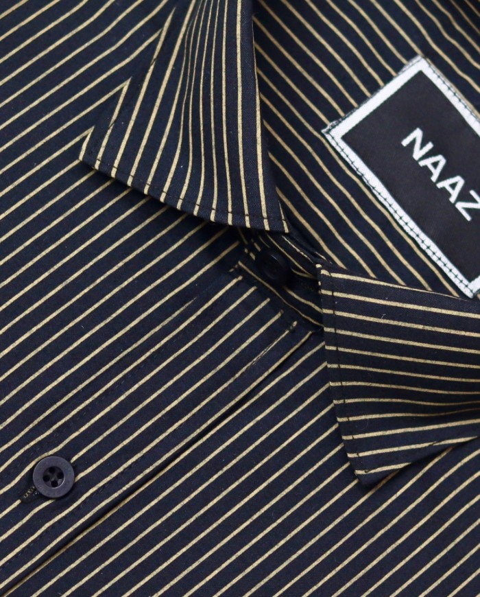 Full Sleeve Shirt - Black Golden Stripe
