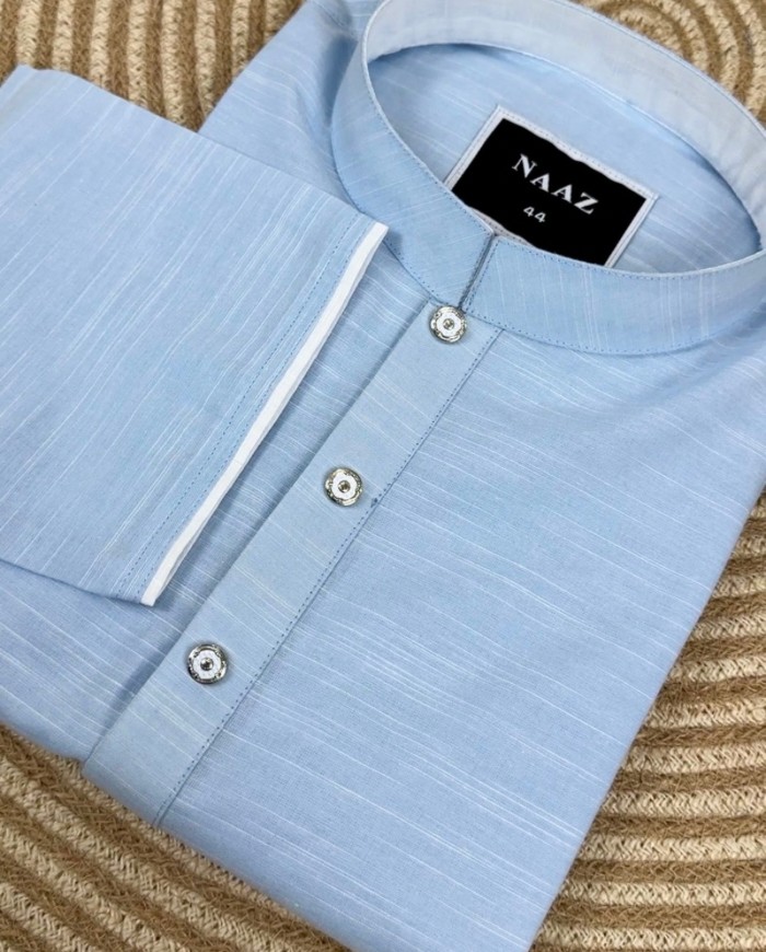 Naaz Premium Remi Cotton Panjabi – Sky Blue