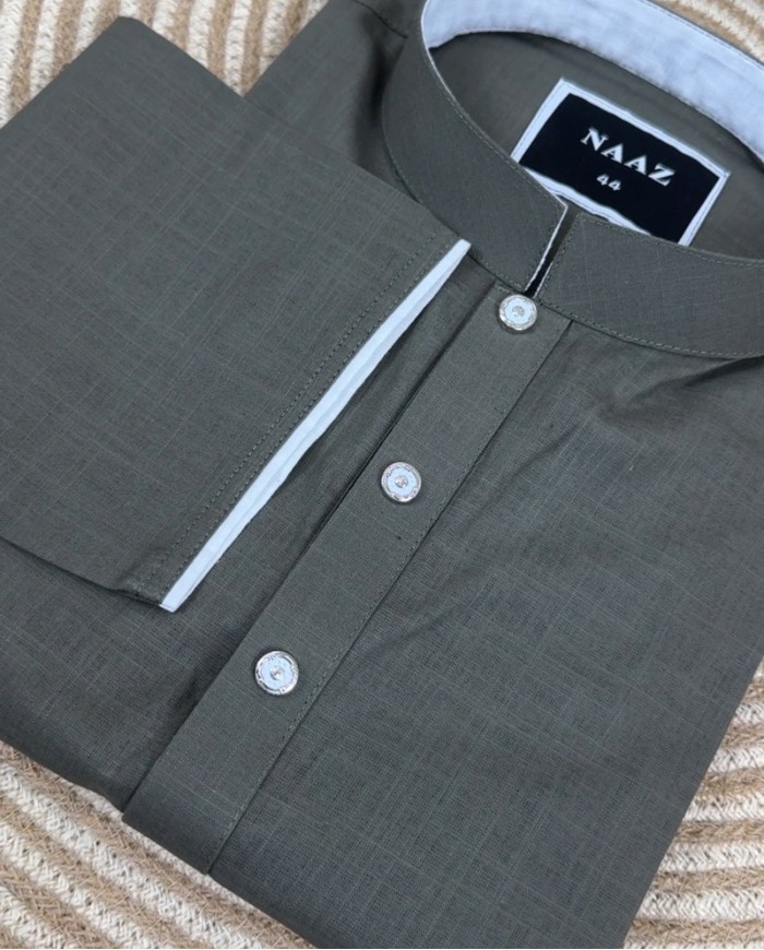 Naaz Premium Remi Cotton Panjabi – Olive