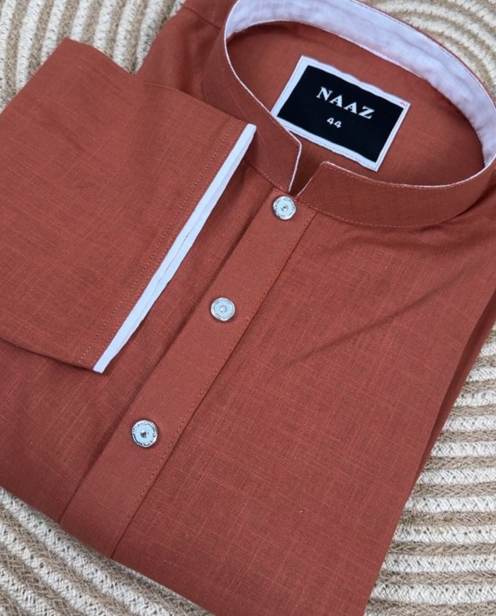 Naaz Premium Remi Cotton Panjabi – Burnt Orange