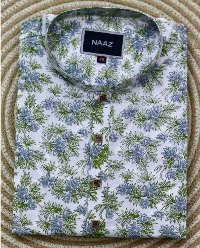 Leaf Print - Floral White 212